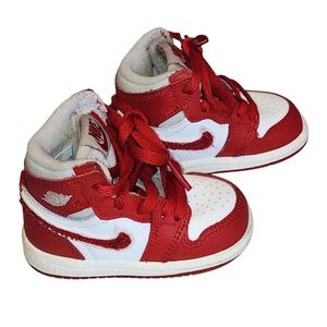 Nike Air Jordan 1 Retro High OG Varsity Red White Toddler Shoes TD 4C CU0450-061